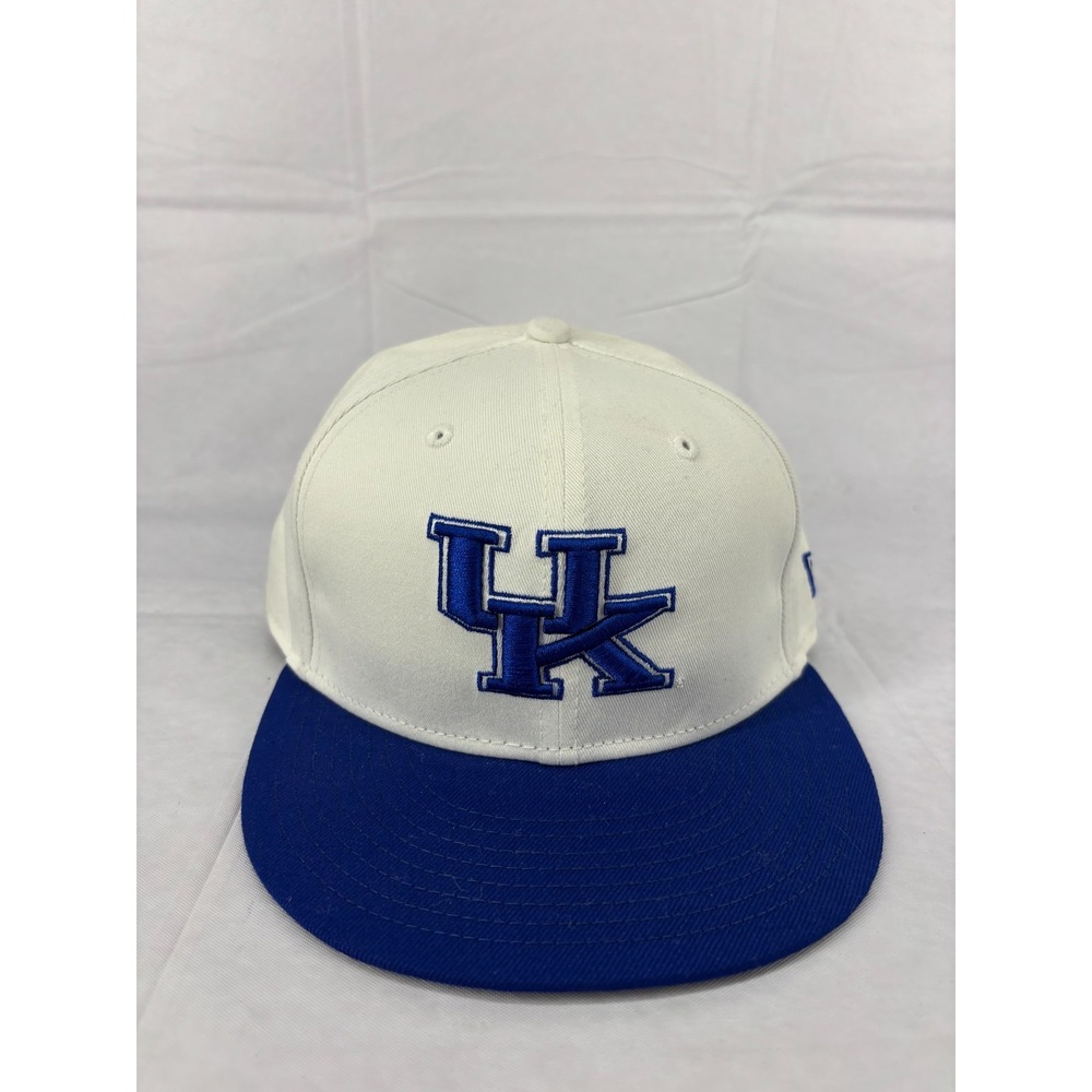 New Era Kentucky Wildcats 59Fifty Fitted Baseball Hat Cap Mens White Blue 7 1/4